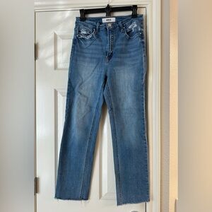 mica High-Rise Cropped Straight Jeans - Blue